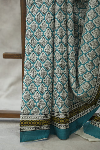 Turquoise HBP Cotton Saree - SRTCS1752