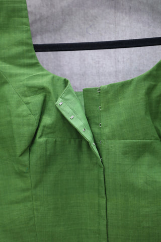 Green Cotton Round-Neck Blouse-SRGCRNB38