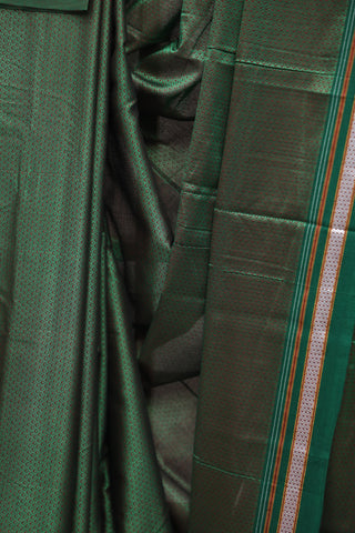 Green Plain Khun Saree With Green Border-SRBPKS165