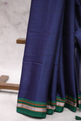 Blue Plain Khun Saree With Border-SRBPKS161