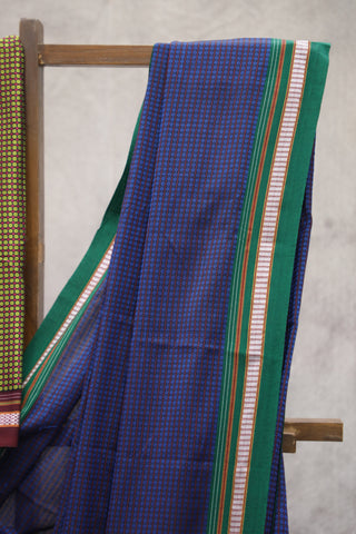 Blue Plain Khun Saree With Border-SRBPKS161