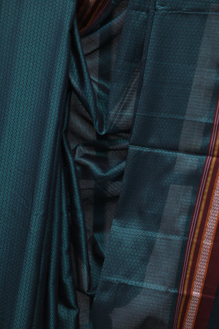 Green Plain Khun Saree With Maroon Border-SRGPKS191