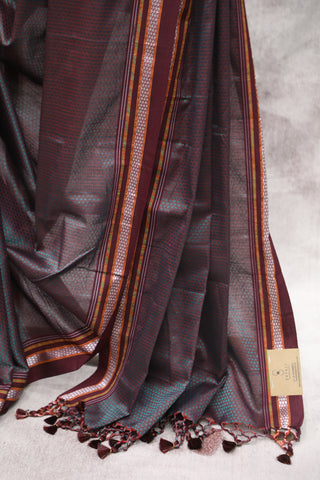 Maroon Plain Khun Saree With Maroon Border-SRMPKS188