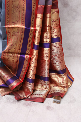 Dark Grey Kanjeevaram Silk Saree-SRDGKSS300