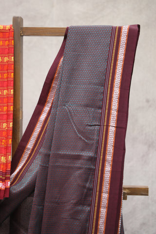 Maroon Plain Khun Saree With Maroon Border-SRGPKS171