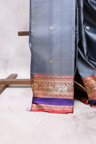 Dark Grey Kanjeevaram Silk Saree-SRDGKSS300