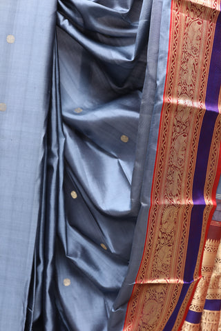 Dark Grey Kanjeevaram Silk Saree-SRDGKSS300