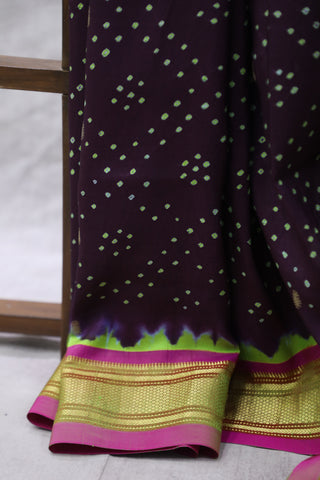 Dark Purple Silk Paithani Saree With Bandhani - SRDPSPS523