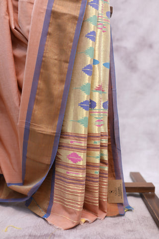 Peach Cotton Paithani Saree - SRPCPS382