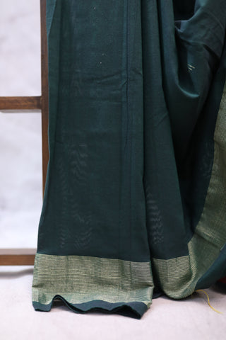 Peacock Green Cotton Paithani Saree - SRPGCPS381