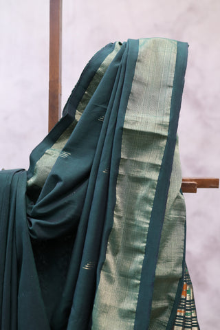 Peacock Green Cotton Paithani Saree - SRPGCPS381