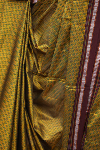 Gold Plain Khun Saree With Maroon Border-SRGPKS189