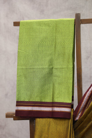 Gold Plain Khun Saree With Maroon Border-SRGPKS189