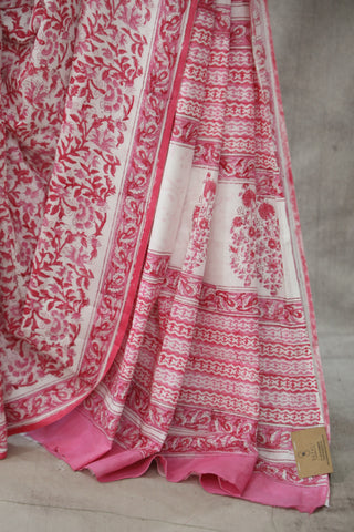 White HBP Cotton Saree - SRWCS1844