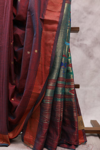 Wine Cotton Paithani Saree - SRWCPS383