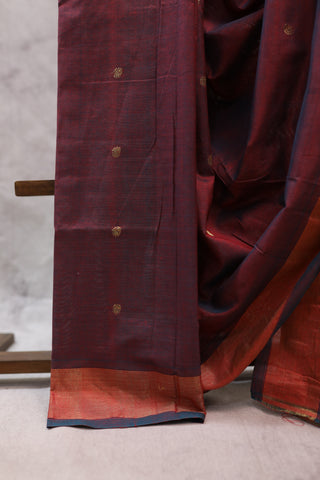 Wine Cotton Paithani Saree - SRWCPS383