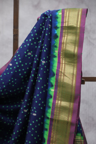 Violet Silk Paithani Saree With Bandhani - SRVSPS525