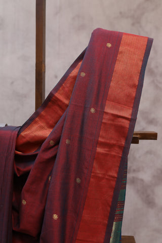 Wine Cotton Paithani Saree - SRWCPS383