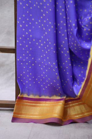 Blue Silk Paithani Saree With Bandhani - SRBSPS527