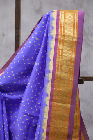 Blue Silk Paithani Saree With Bandhani - SRBSPS527