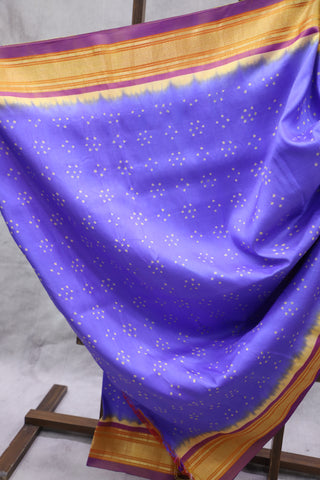 Blue Silk Paithani Saree With Bandhani - SRBSPS527