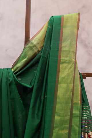 Dark Green Cotton Paithani Saree - SRDGCPS380