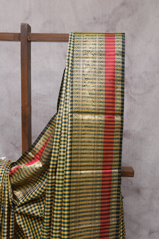 Khaki-Green Kanjeevaram Silk Saree-SRKGKSS302