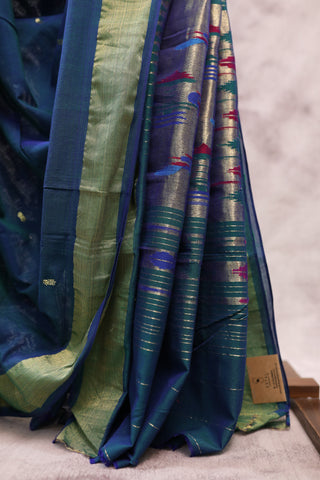 Dark Blue Cotton Paithani Saree - SRDBCPS379