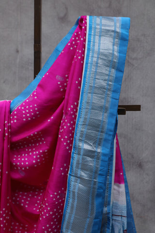 Pink Silk Paithani Saree With Bandhani - SRPSPS522