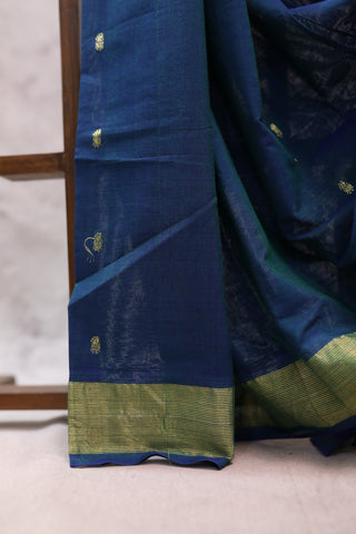 Dark Blue Cotton Paithani Saree - SRDBCPS379