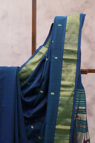 Dark Blue Cotton Paithani Saree - SRDBCPS379