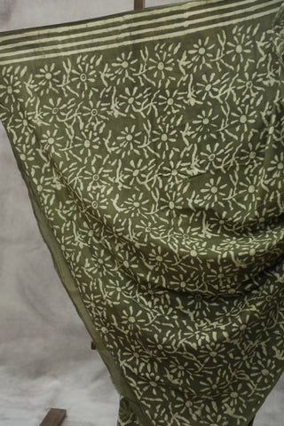 Olive Green HBP Cotton Saree - SROGCS1791