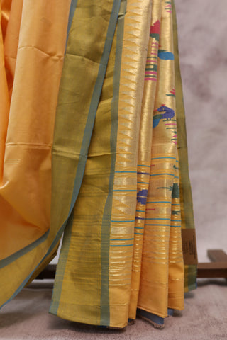 Yellow Cotton Paithani Saree - SRYCPS377