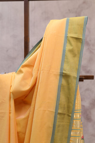 Yellow Cotton Paithani Saree - SRYCPS377