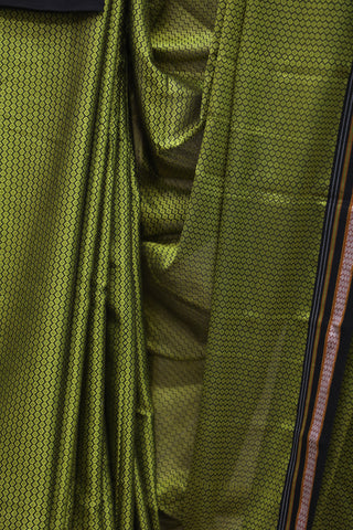 Green Plain Khun Saree With Black Border-SRGPKS205