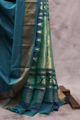 Teal Green Cotton Paithani Saree - SRTGCPS391