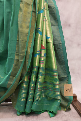 Green Cotton Paithani Saree - SRGCPS390