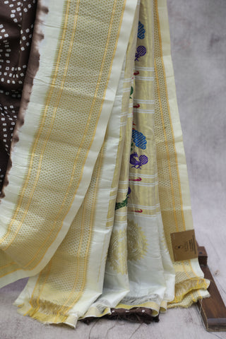 Brown Silk Paithani Saree With Bandhani - SRBSPS519