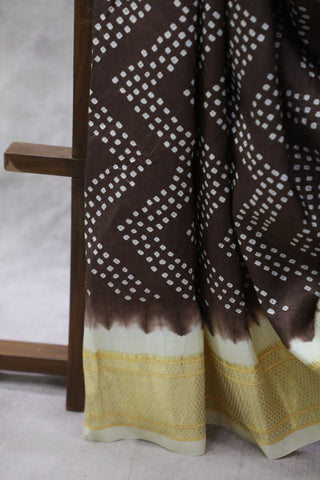 Brown Silk Paithani Saree With Bandhani - SRBSPS519