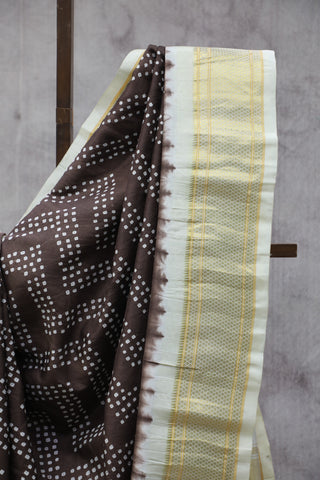 Brown Silk Paithani Saree With Bandhani - SRBSPS519