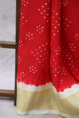 Red Silk Paithani Saree With Bandhani - SRRSPS516