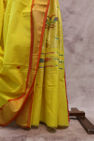 Yellow Cotton Paithani Saree - SRYCPS389