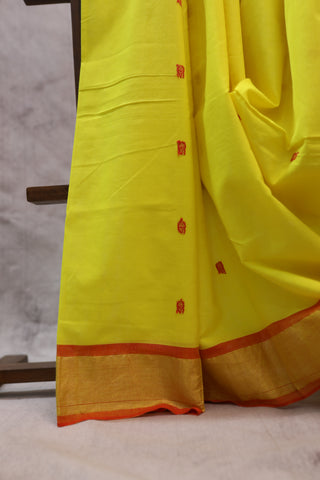 Yellow Cotton Paithani Saree - SRYCPS389