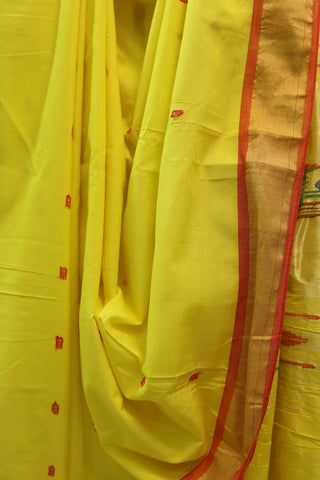 Yellow Cotton Paithani Saree - SRYCPS389