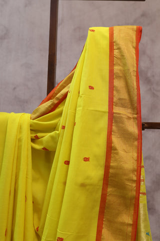 Yellow Cotton Paithani Saree - SRYCPS389