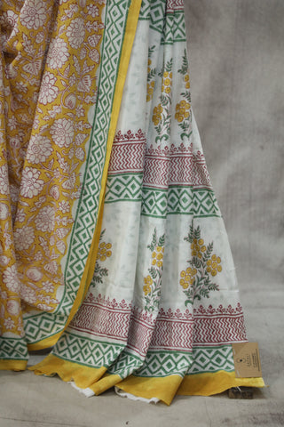 Yellow HBP Cotton Saree - SRYCS1839