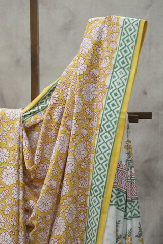 Yellow HBP Cotton Saree - SRYCS1839