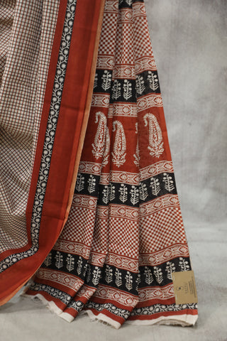 White HBP Cotton Saree - SRWCS1788