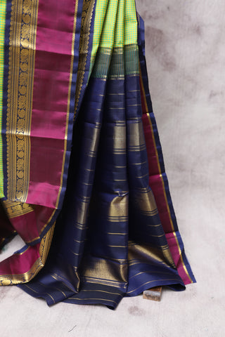 Green-Yellow Kanjeevaram Silk Saree-SRGYKSS286