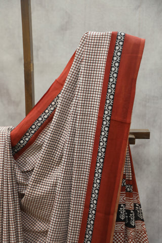 White HBP Cotton Saree - SRWCS1788